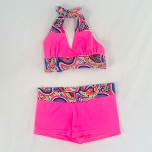 Balera pink reversible top and shorts dance set